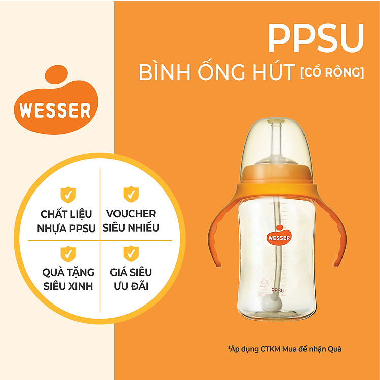 Mua Bình Ống Hút PPSU Wesser 260ml Đảm bảo Ưu đãi - Hình ảnh 3