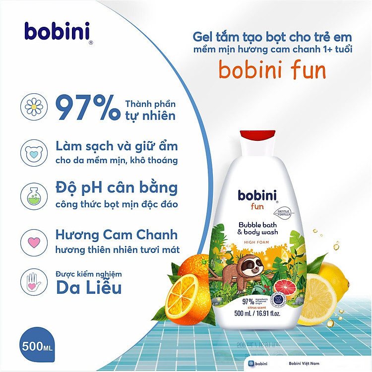 Gel tắm Bobini Fun cho trẻ 500ML Chính hãng Giá tốt - Hình ảnh 2