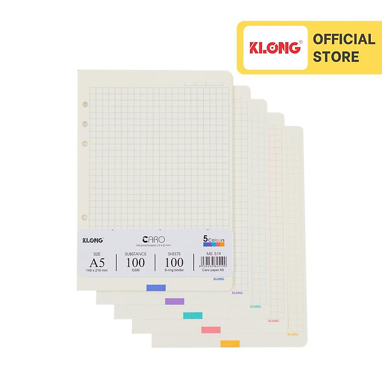 Ruột sổ còng Caro (6×6 mm) 100 tờ (5 màu)