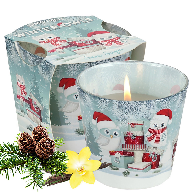 Ly nến thơm tinh dầu Bartek Winter Owls 115g QT02787 - tuyết, thông, len (giao mẫu ngẫu nhiên)