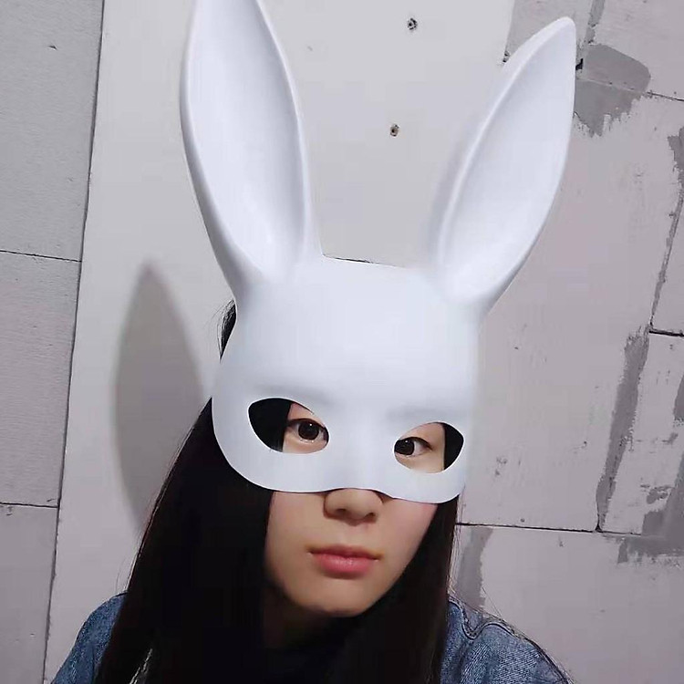 Mặt nạ hóa trang Halloween hình thỏ trắng/đen -Mặt Nạ Tai Thỏ Dài cải dạng Halloween -MẶT NẠ THỎ BUNNY TAI DÀI