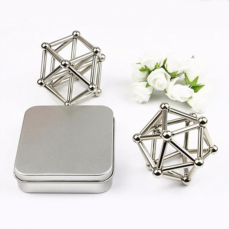 Bộ xếp hình nam châm thông minh gồm 27 viên bi 8mm và 36 thanh nam châm vĩnh cửu