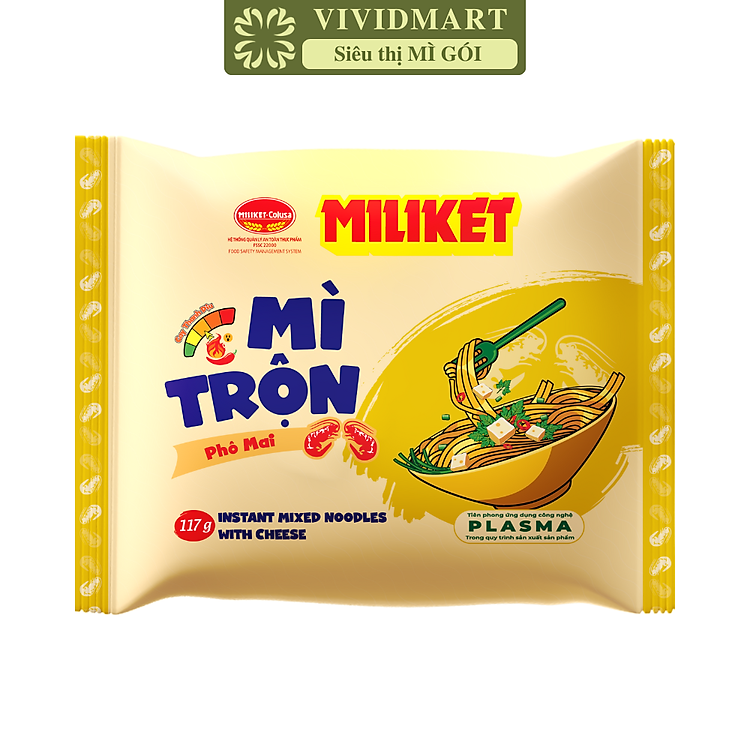 COLUSA - Mì trộn Miliket hương vị Phô mai, Mì trộn Phô mai Miliket, Mì Miliket trộn Phô mai ăn liền (117g/gói)