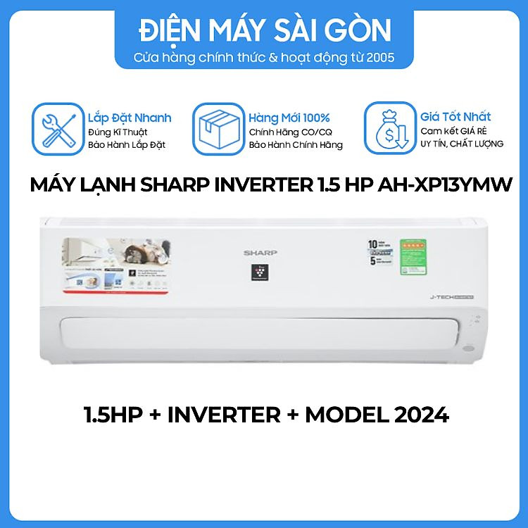 Máy lạnh Inverter Ion Sharp 1.5hp AH-XP13YMW-Hàng chính hãng