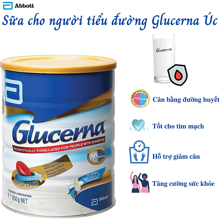 Sữa Dành Cho Người Tiểu Đường Abbott Glucerna Úc Bổ Sung Đầy Đủ Dinh Dưỡng Và Cân Bằng Đường Huyết - Lon 850g - Massel Official