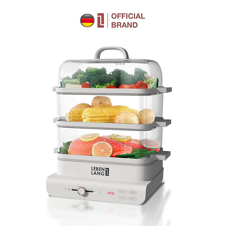 Nồi hấp điện đa năng LEBENLANG LBEL5031 nồi hấp 3 tầng, siêu tiện lợi, dung tích 18L, công suất 900W - hàng chính hãng