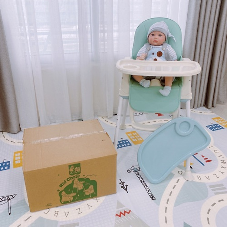 Ghế ăn dặm Hanbei 3 nấc điều chỉnh độ cao, 4 chức năng, full đệm ghế, có bánh xe làm xe kéo cho bé