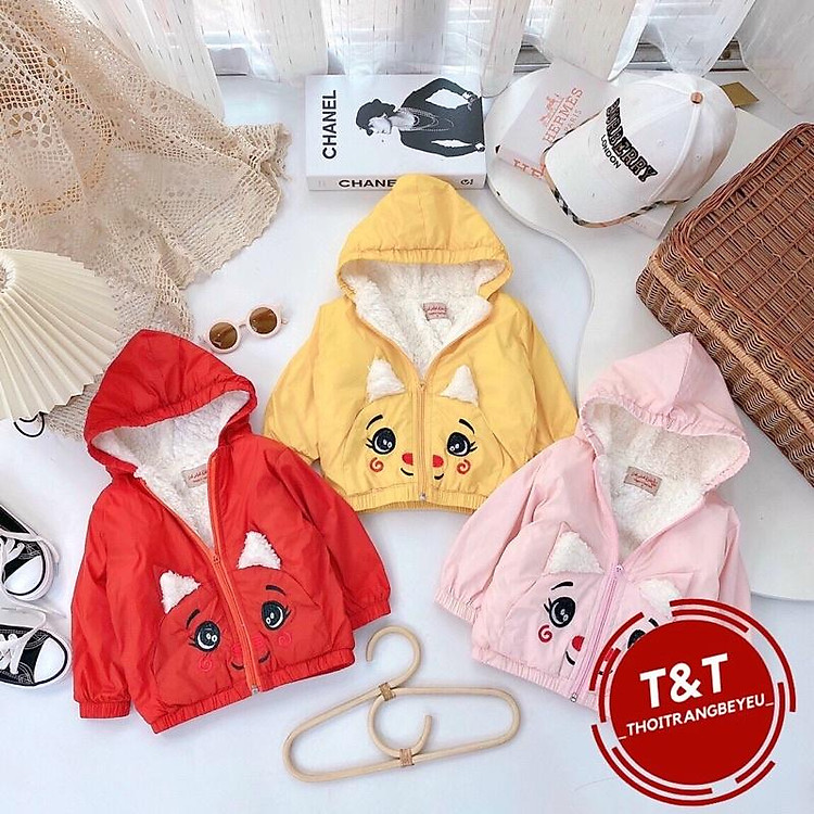 ÁO KHOÁC GIÓ TAI MÈO LÓT LÔNG CHO BÉ TRAI BÉ GÁI MẪU 2021 JS663