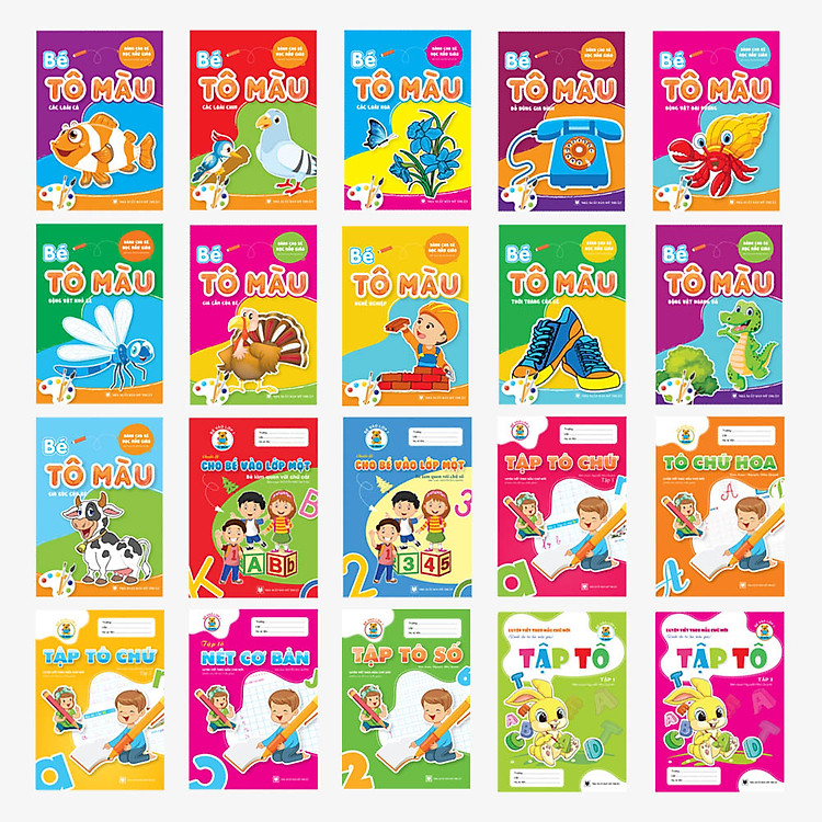 Combo 20 cuốn - Bé Tô màu - Luyện chữ (Mầm non - Chuẩn bị vào lớp 1)
