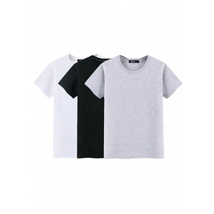 Combo 3 áo thun nam trơn cơ bản (Đen, Trắng, Xám)