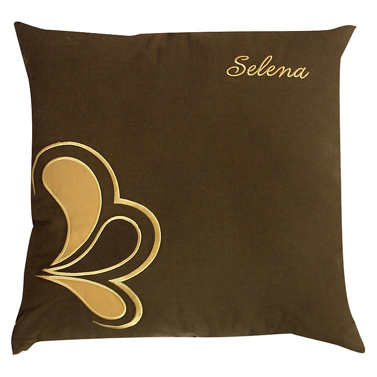 Gối Tựa Thêu Selena Thắng Lợi (40 x 40 cm) - Màu Nâu