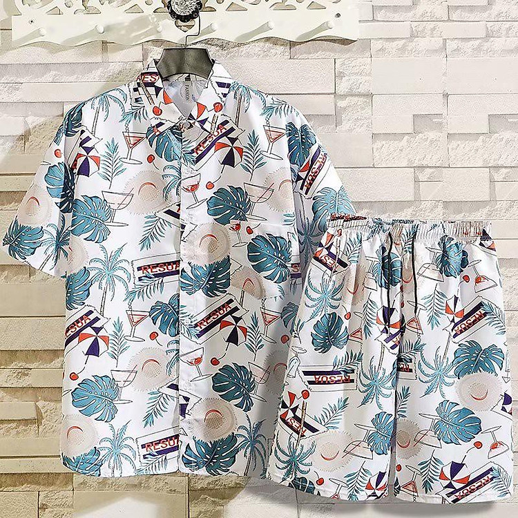 Set Đồ Bộ Ngắn Tay In Họa Tiết Thời Trang Cho Nam