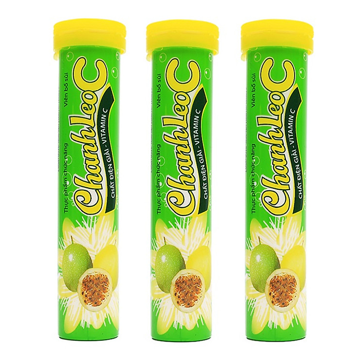 COMBO 3 TUÝP Thực phẩm bảo vệ sức khỏe Viên sủi chanh leo C 20 viên/ tuýp- Tác dụng bổ sung Vitamin C và chất điện giải giúp giải khát, tăng sức đề kháng của trẻ em và người lớn trong các trường hợp mệt mỏi do hoạt động thể lực, tập thể dục thể thao hoặc