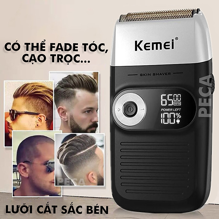 Máy cạo râu Kemei KM-2026 lưỡi nổi điều chỉnh 3 mức tốc độ chuyên nghiệp công suất mạnh 5W Tặng kèm túi đựng, nắp bảo vệ lưỡi tiện lợi