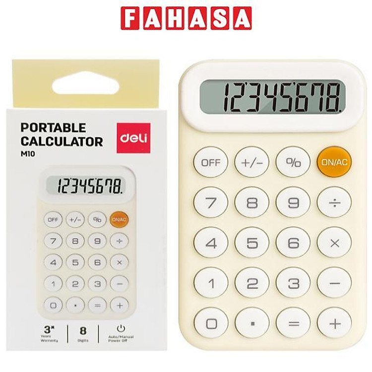 Máy Tính Bỏ Túi Deli EM10 – Màu Vàng