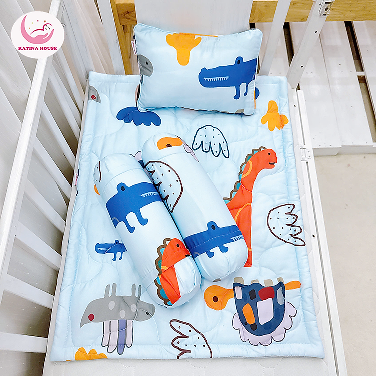 Bộ gối nệm trẻ sơ sinh Katina House, vải Tencel mềm mịn, mát, nệm chống thấm