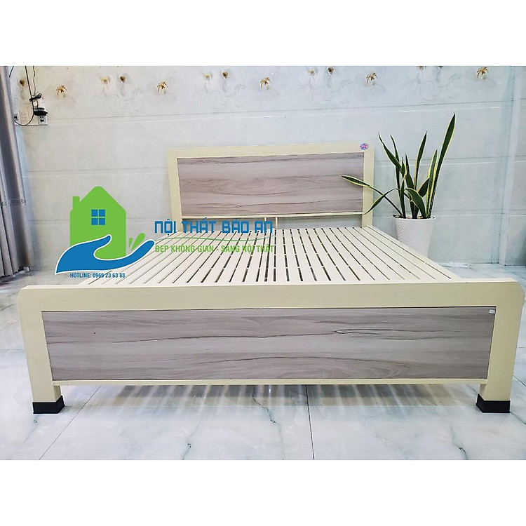Giường sắt kiểu gỗ kích thước ngang từ 1M đến 1m8 dài 2M – GS45 mẫu đơn giản, tiện dụng, dễ dàng tháo ráp di chuyển.