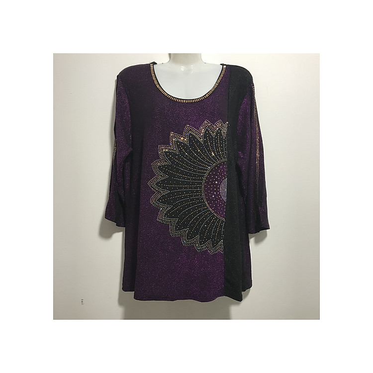 áo thun trung niên đính đá cho người 60-70 ký