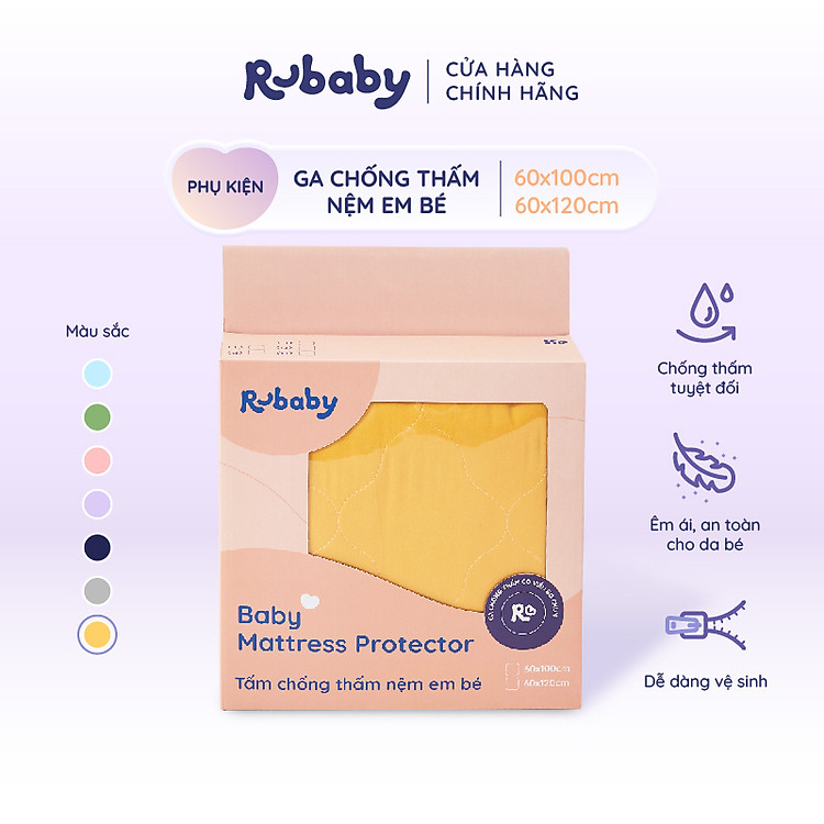 Tham Khảo tại ConCung: Ga Chống Thấm Rubaby 60x100cm - Vàng , nhận ngay nhiều Ưu đãi