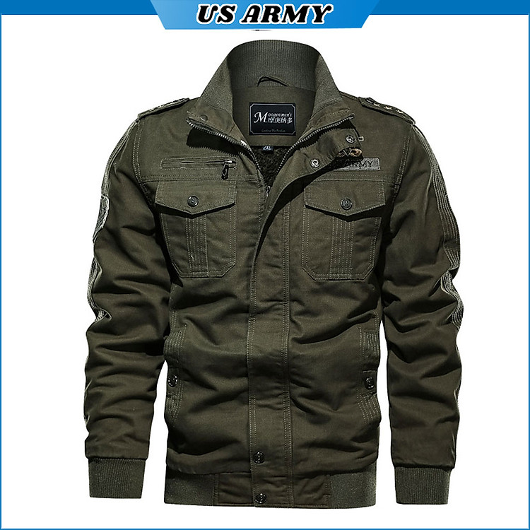 Áo Khoác Nam Cách Nhiệt Vải Kaki Cao Cấp US ARMY U559, Áo Khoác Kaki Lính Lót Bông Cừu Siêu Ấm Phong Cách Cực Ngầu -HÀNG CHÍNH HÃNG