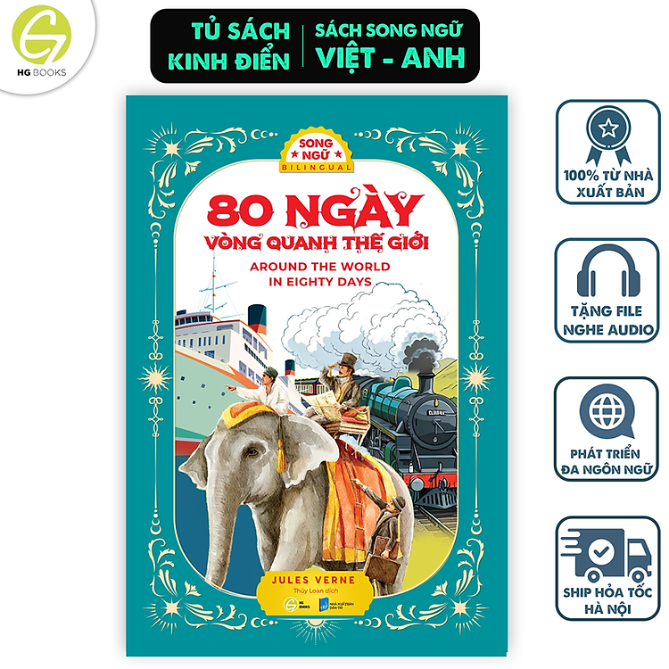 Song ngữ 80 Ngày Vòng Quanh Thế Giới – Sách kinh điển có note từ vựng kèm file nghe