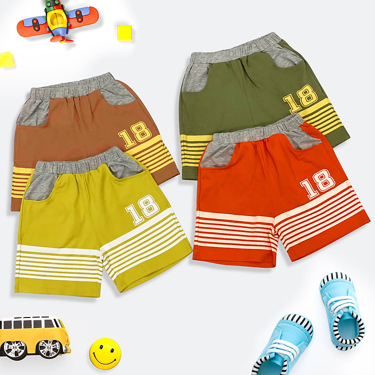 Quần Short Thun Bé Trai Từ 4-12 Tuổi MEEJENA Quần Short Bé Trai 100% Cotton 4C - 900