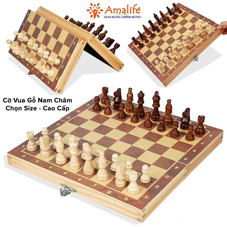 Cờ Vua Gỗ Nam Châm Cao Cấp - Bộ Cờ Vua Cao Cấp Bằng Gỗ Thông Tự Nhiên Có Gắn Nam Châm Chính Hãng