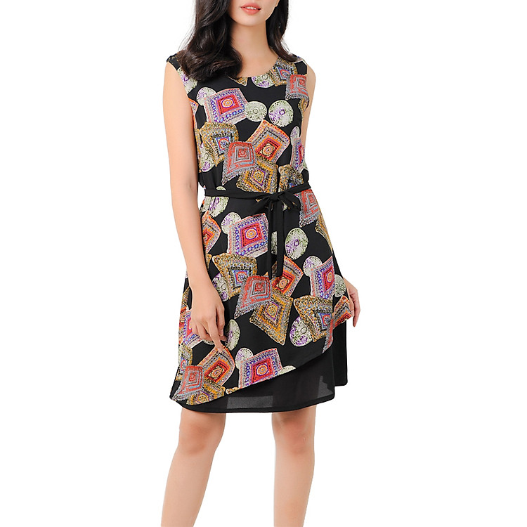 Đầm Suông Phối Màu Eden D286 - Đen