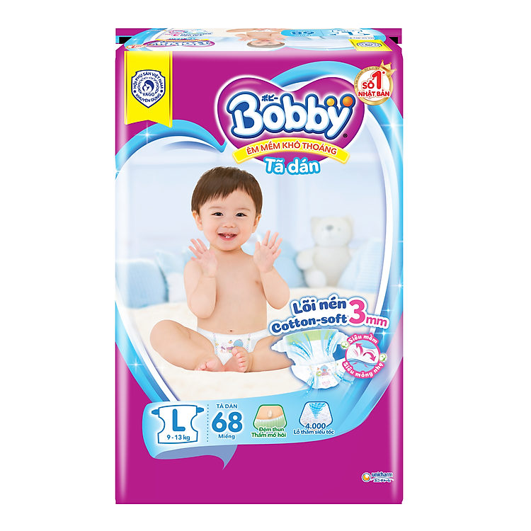Mua Tã Dán Bobby Siêu Mỏng Gói L68 Chính hãng Ưu đãi - Hình ảnh 2