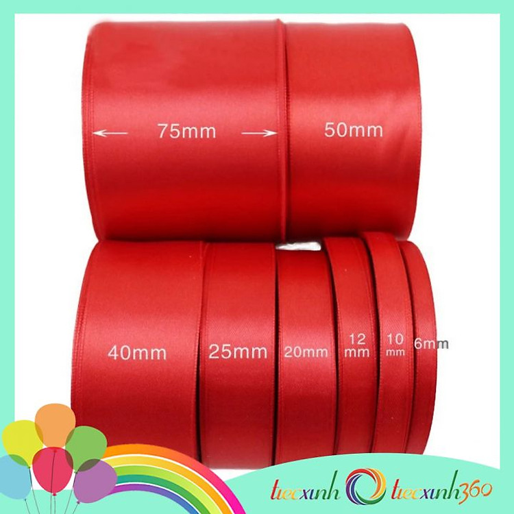 Ruy băng vải trang trí màu đỏ (1cm, 2cm, 4cm) - 1 cuộn - Ảnh 3