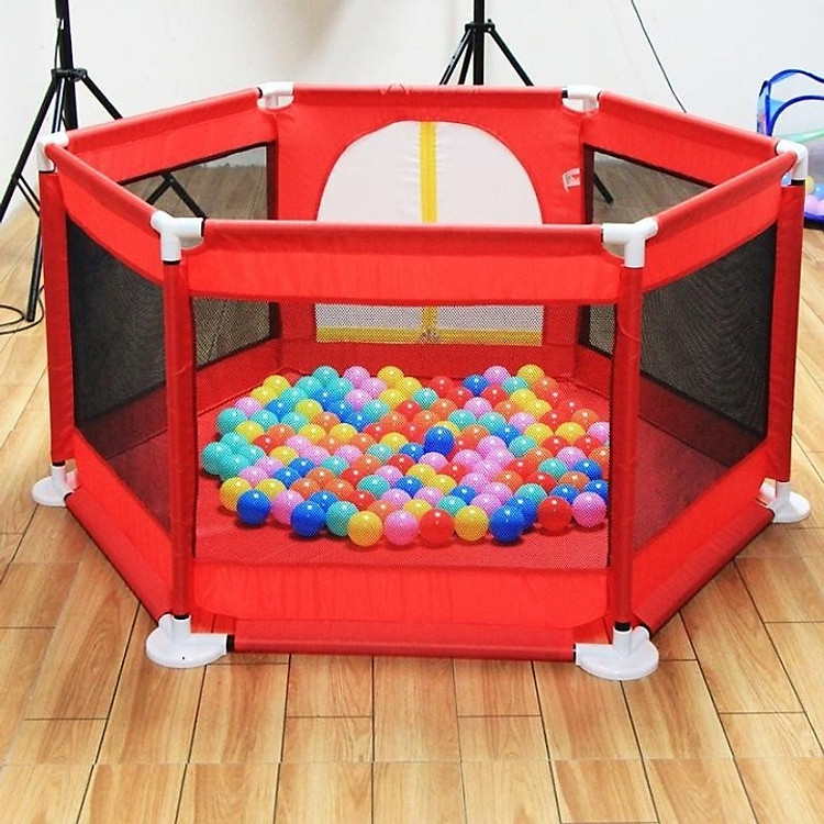 Quây cũi cho bé khung inox(tặng 10 bóng)-màu ngẫu nhiên