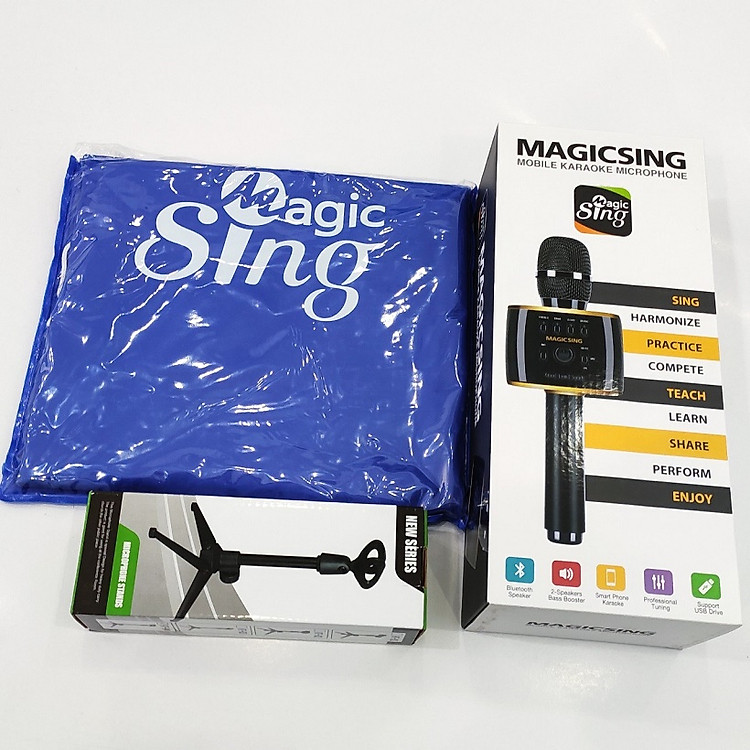 Micro Karaoke MagicSing Hàng Chính Hãng Tặng kèm Giá đỡ Micro và Áo mưa cánh dơi