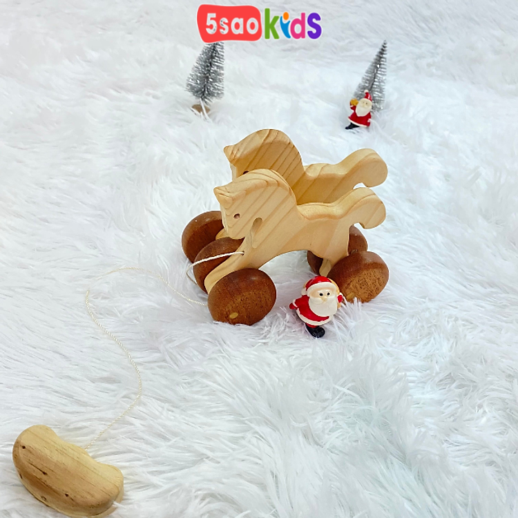 Xe kéo gỗ hình con ngựa 5Saokids Chính hãng Ưu đãi - Hình ảnh 2