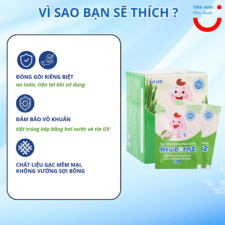 Mua Gạc răng miệng thảo dược NewbornZ Chính hãng Giá tốt - Hình ảnh 2