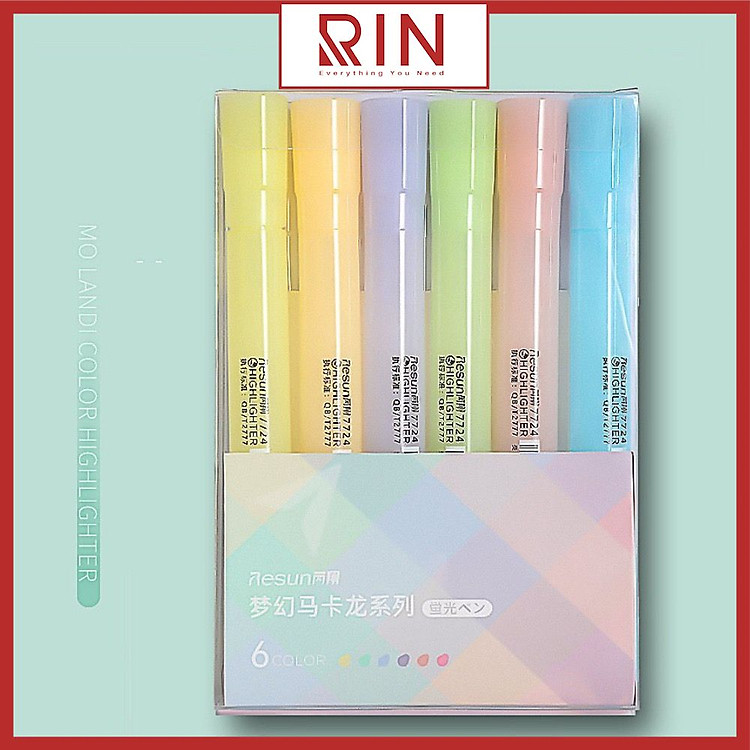 Bộ bút highlight dạ quang Macarone and Mid (6 chiếc) - Ảnh 4