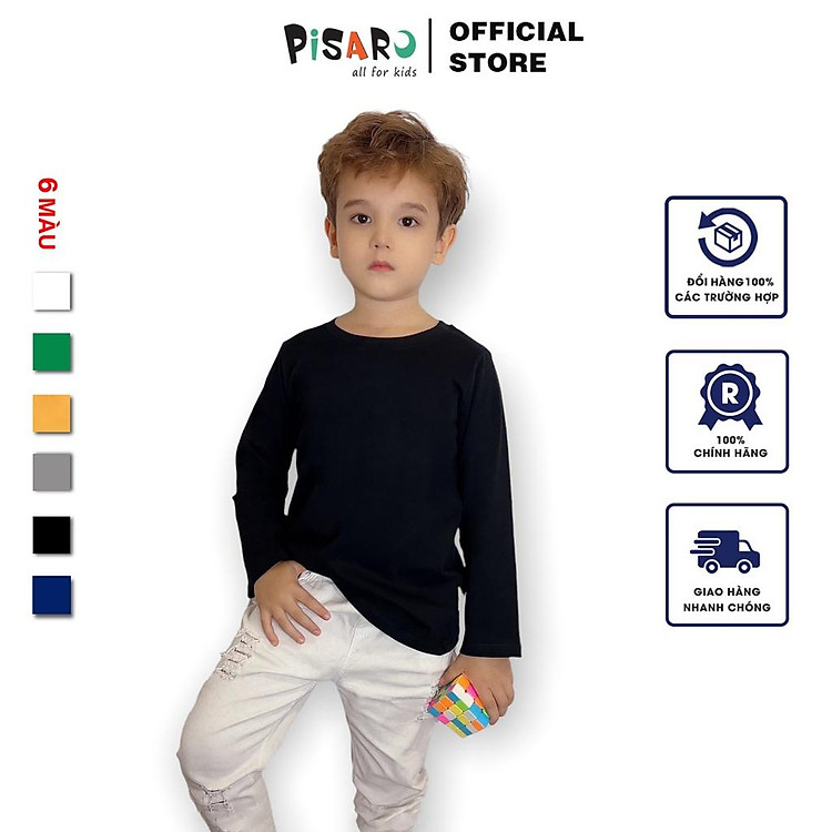 Áo dài tay thu đông cho bé trai bé gái Pisaro Kids Chất liệu cotton cao cấp cho bé từ 9-25 kg