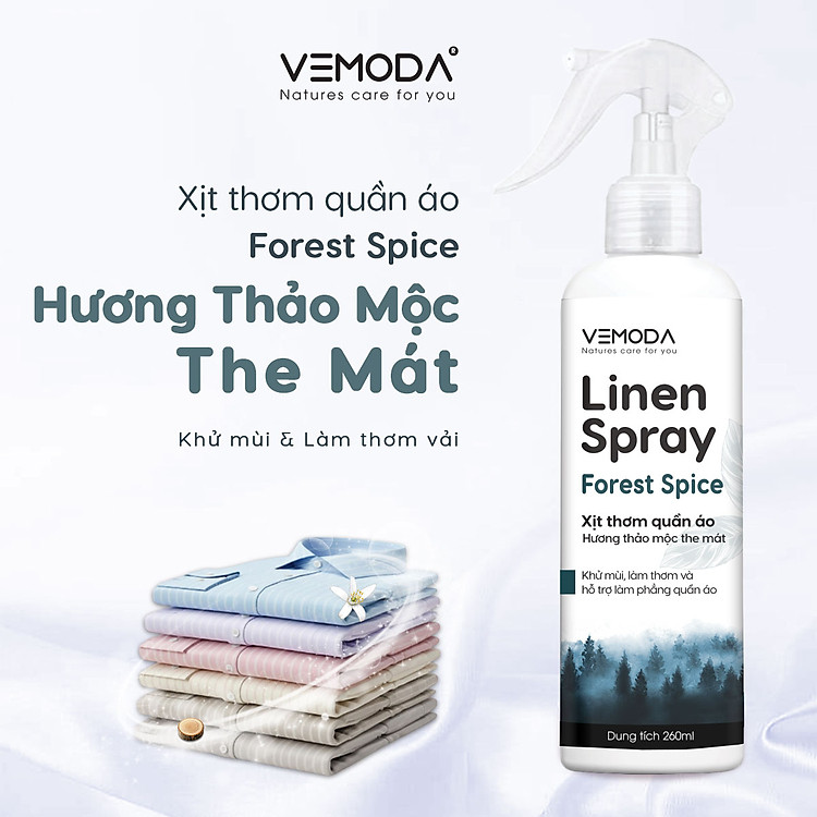 Xịt thơm quần áo Vemoda cao cấp giúp khử mùi ẩm mốc, làm thơm vải nhanh chóng