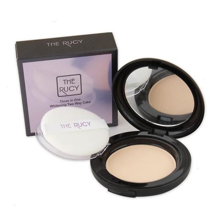 Phấn Phủ Trang Điểm Chống Nắng Cao Cấp The Rucy 3 In 1 Whitening Two Way Cake UV SPF 35++ (13g) Tặng Gương mini xinh xắn