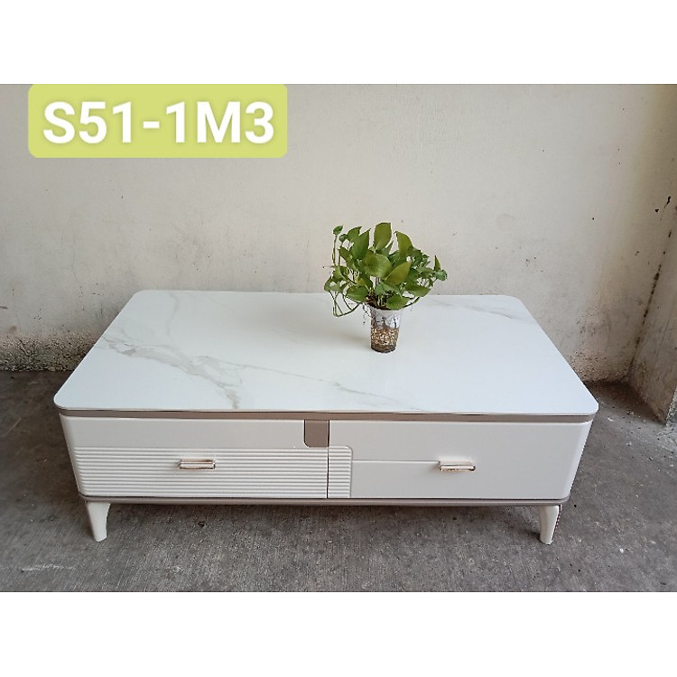 Bàn trà sofa Tundo mặt đá nhập khẩu vân xám