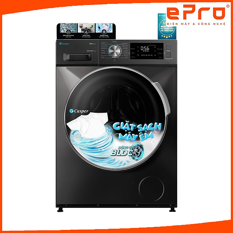 Máy giặt Casper Inverter 10.5kg WF-105I150BGB - Hàng chính hãng - Giao HCM và 1 số tỉnh thành