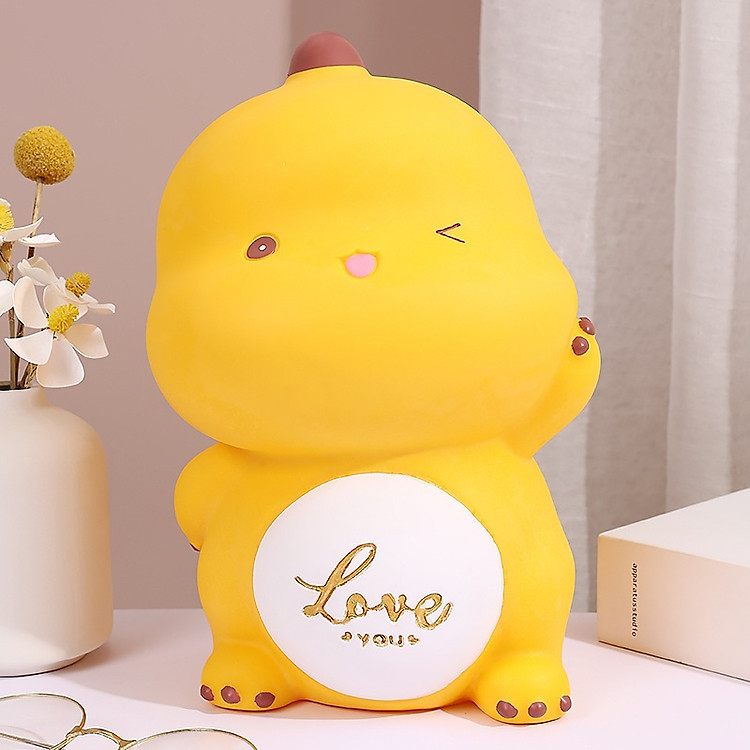 Ống Tiết Kiệm Khủng Long Rồng Love Size Lớn – Màu Vàng