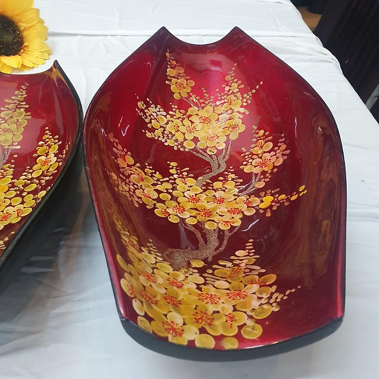 Dĩa chiếc thuyền sơn mài cao cấp (Bộ 3) - Ảnh 3