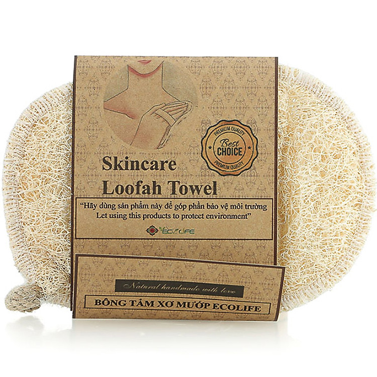 Bông Tắm Xơ Mướp Oval Ecolife Korea - Oval Natural Loofah Bath Sponge