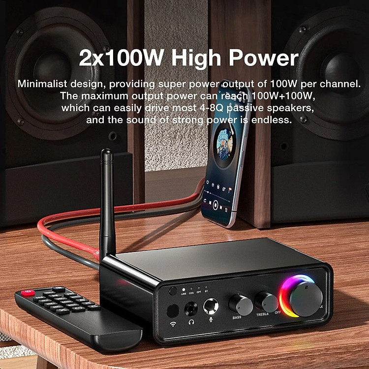 SOAIY Bộ Khuếch Đại Công Suất Kỹ Thuật Số Amplifier Bluetooth Tích Hợp DSP Hỗ Trợ Đầu Vào RCA Coaxial Optical 6.5mm M19 BT - Hàng Nhập Khẩu