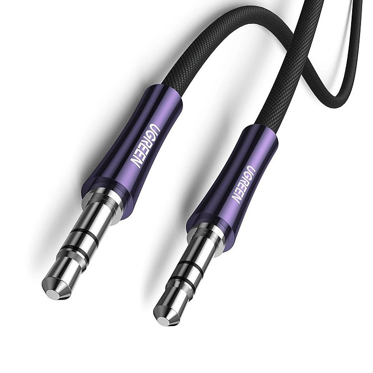 Cáp âm thanh 1M 2 đầu 3.5mm dương màu Đen cao cấp đầu mạ bạc Ugreen 80850 AV150 Hàng Chính Hãng