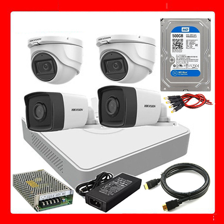 Trọn bộ camera HIKVISION tích hợp mic (4 Camera)- Hàng chính hãng