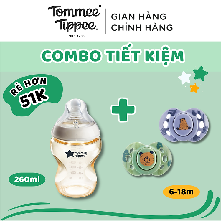 Chọn mua tại Shopee: COMBO Ty ngậm và Bình sữa Tommee Tippee mua giá tốt nhất tại Shop Mall