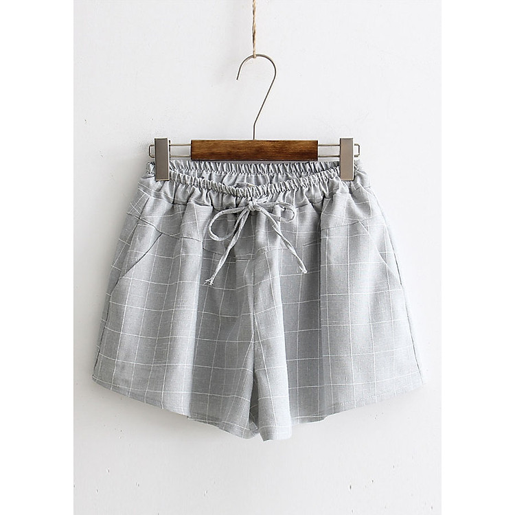Quần Short Nữ Lưng Thun Sọc Caro 488