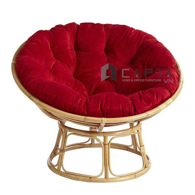 Ghế thư giãn Papasan nệm màu đỏ Capta.vn Ghế đọc sách đan mây nệm vải màu đỏ D100