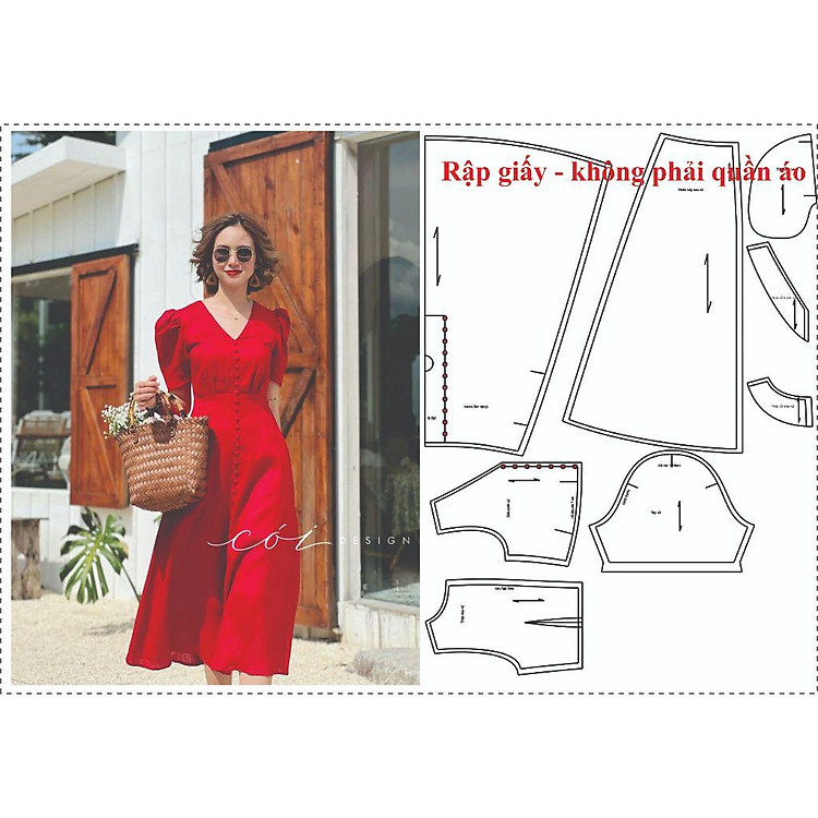 Rập Giấy A0 Đầm Xòe Tay Phồng Mã 1687 - Ảnh 2